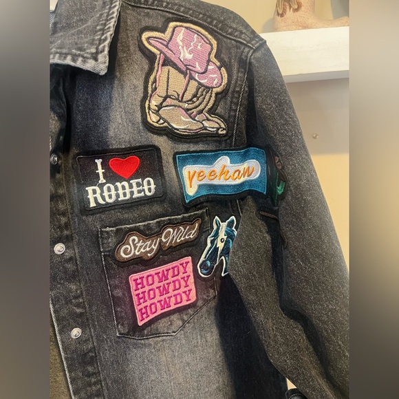 Upcycled Morgan Wallen You Proof Black Oversized Embroidered Jean Jacket NWOT - Picture 8 of 12